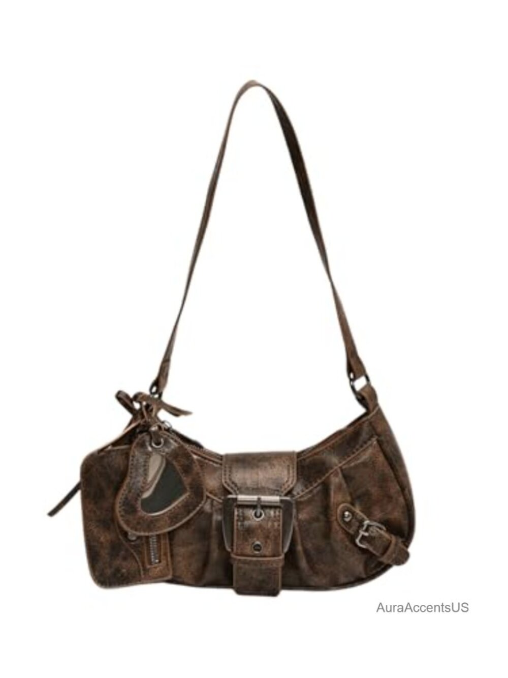 Y2K Shoulder Bag Buckle Western Vintage Pu Leather Handbags with Coin Purse